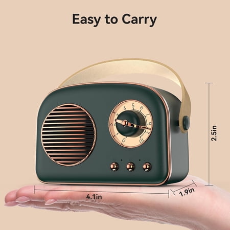 NSKBBM-Retro Bluetooth Speaker Portable Bluetooth Speakers Mini Vintage Speaker Wireless Speakers Supports TWS Pairing/U-Disk/TF Card/AUX for Home Travel Outdoor (Green)