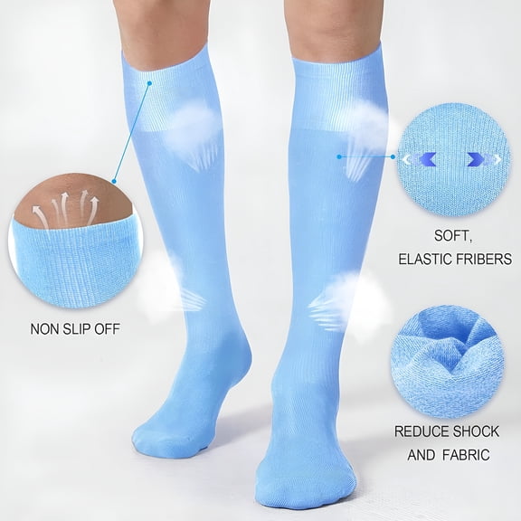 TELOLY 1Pairs Baseball Soccer Softball Socks for Youth Adult Solid Colors Socks for Boy Girl Blue Baseball Socks