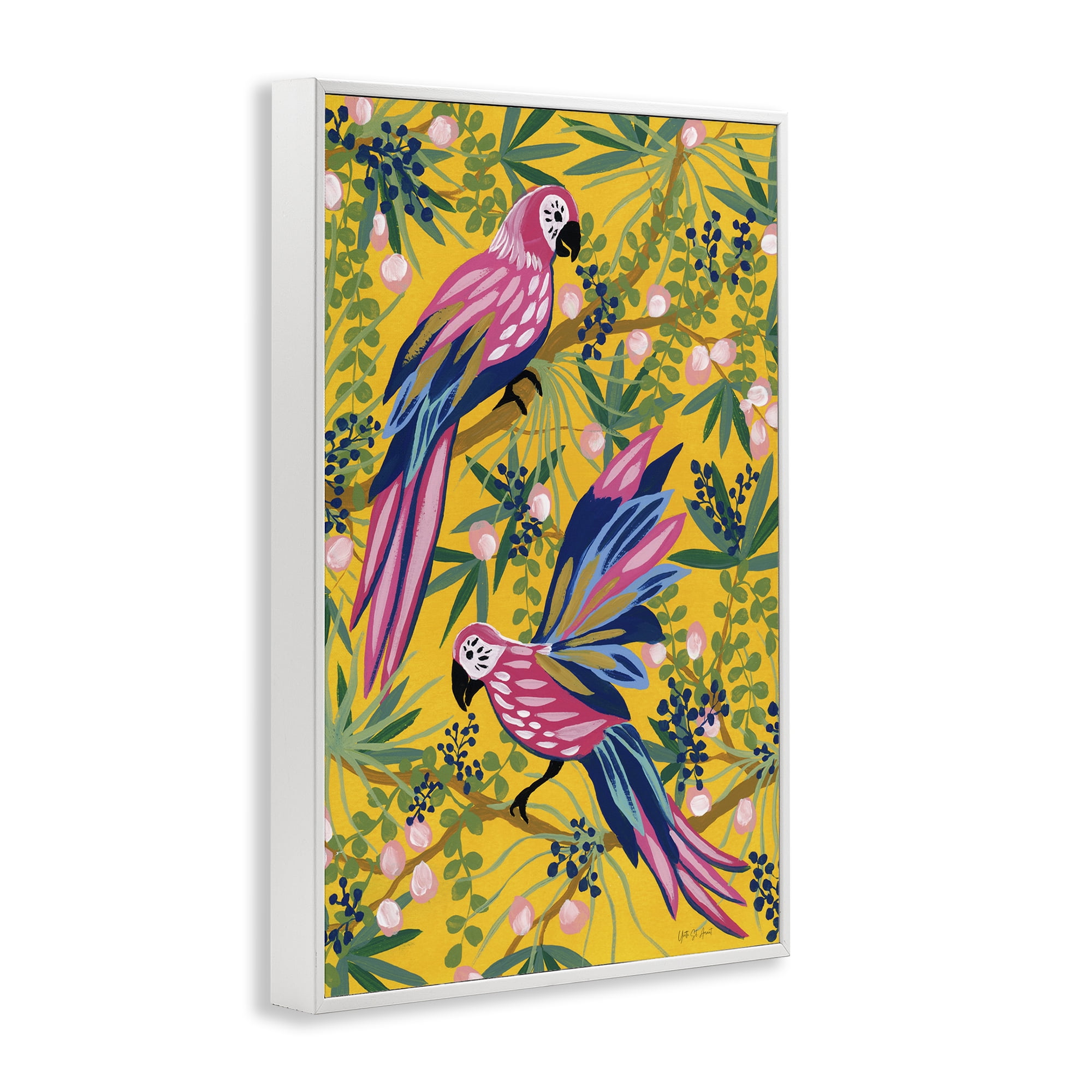 Stupell Industries Maximalist Parrots Pattern Animals & Insects Painting White Framed Art Print Wall Art, 12 x 18