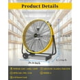 thumbnail image 4 of VENTISOL 24 Inch Industrial Floor Drum Fan, 9500 CFM Heavy Duty Floor Fan 3-Speed Air Circulator with Castors, High Velocity Shop Fan Strong Airflow for Warehouse, Basement, Factory, Barn, Garage, 4 of 8