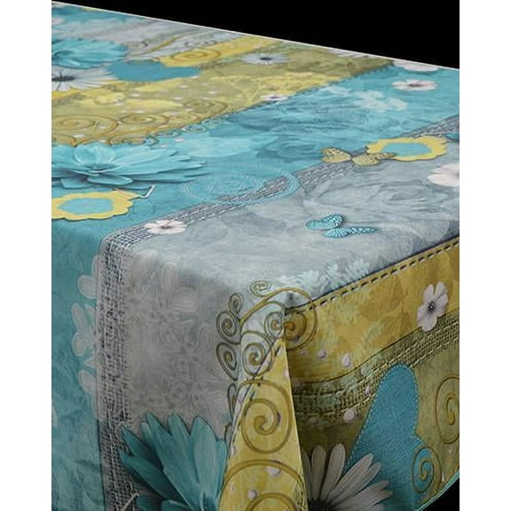 Margarita Turquoise 100% Polyester, Stain Resistant Tablecloth 78 x 59 inch
