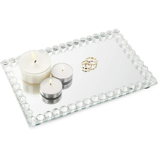Coffee Table Ottoman Crystal Bead Platter