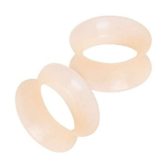 Double Flare Flesh Peach Silicone Plug Ear Tunnel 2 to 1/2 Gauge - Set