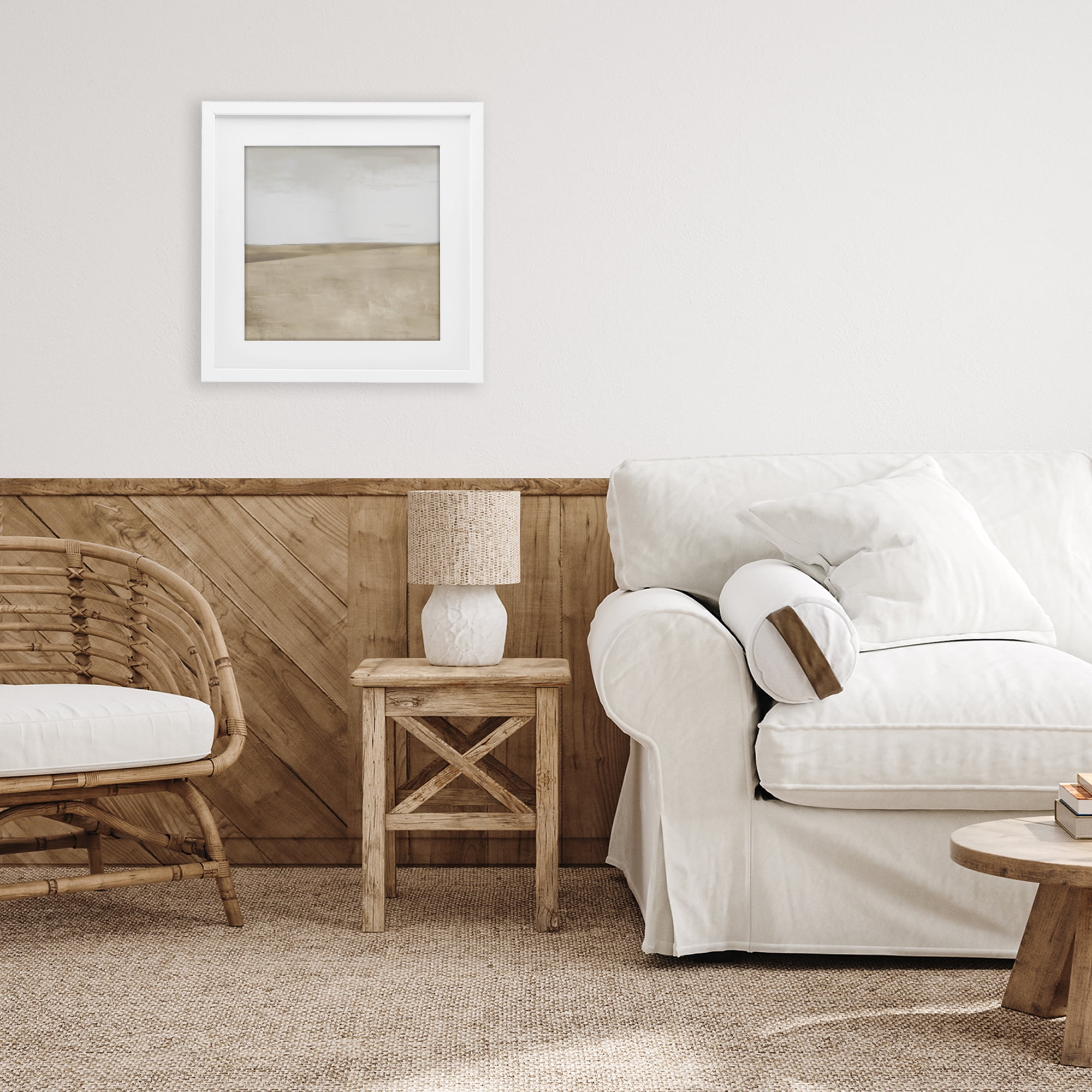 Stupell Industries Muted Smooth Hills White Framed Print Under Glass, design by Dan Meneely