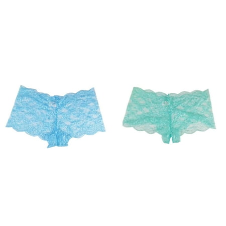 (2-Pack) Kcodviy Women s Underwear Women Briefs Cotton Lace Open Panties Color Panties Womens Small Plus Size Underwear