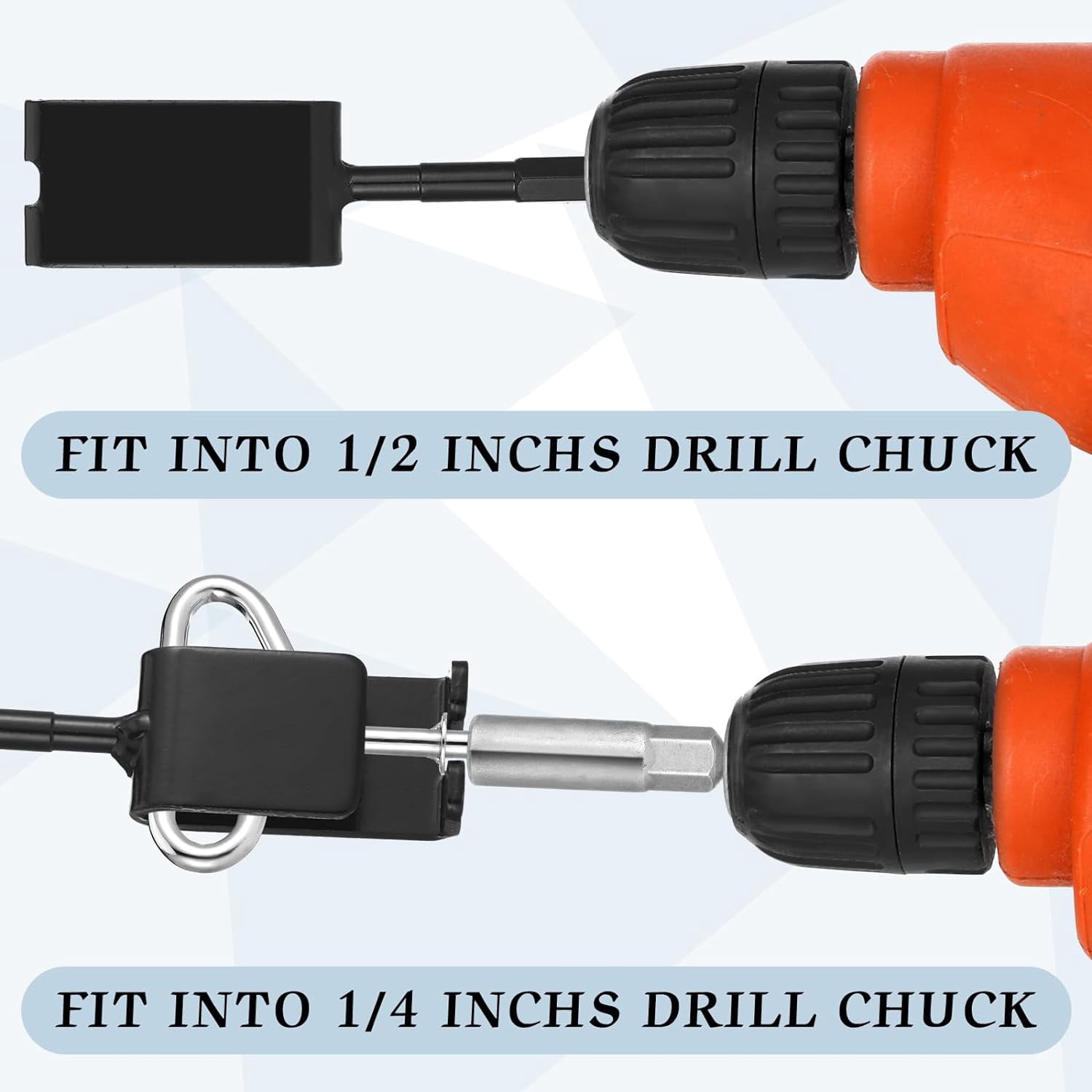 Ice Anchor Tool Kit Includes Ice Anchor Drill Adapter 8 Threaded Peg Ice Fishing Shelter Stake Nail 2 Impact Socket,Black & Silver