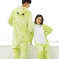 thumbnail image 1 of Pijama de una pieza de dibujos animados de rana de cuero verde de manga larga con dibujos animados de animales para hombre y mujer en pareja de otoño e invierno, 1 of 6