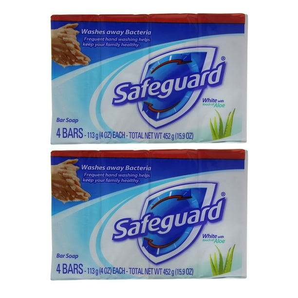 Safeguard Antibacterial Soap with Aloe, 4 oz, 4 Bars, 2 Pack, 8 Soap Bars Total