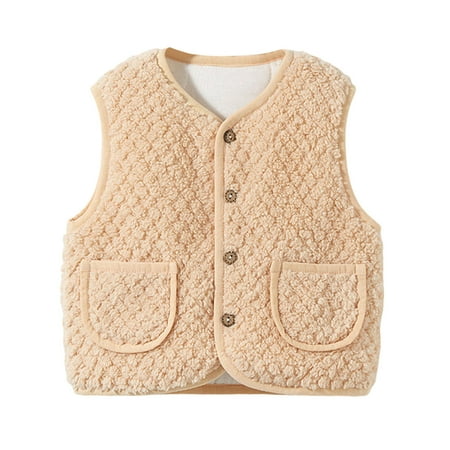 

Rgdypko Girls Coat&Jacket Toddler Boys Winter Sleeveless Warm Solid Color Two Pockets Autumn Clothes Jacket Outerwear For Kids