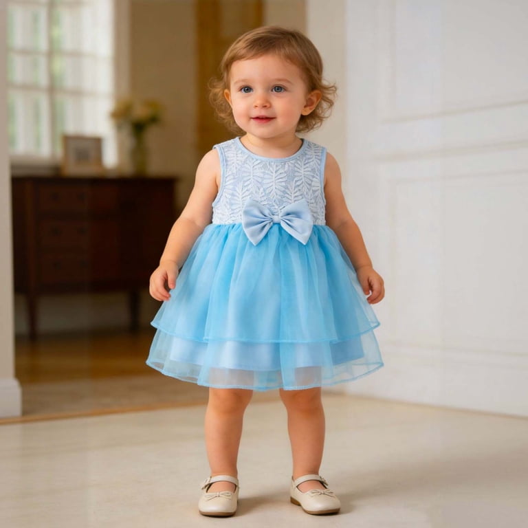 blue dress 6 9 months 6-9 Months Blue Sheer Lace Party Dress Baby Spring Easter S11