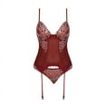 thumbnail image 5 of Gibobby Lencería sexy para mujer Lencería para mujer con encaje frontal abierto, ropa de dormir halter Nighty(Vino, M), 5 of 5