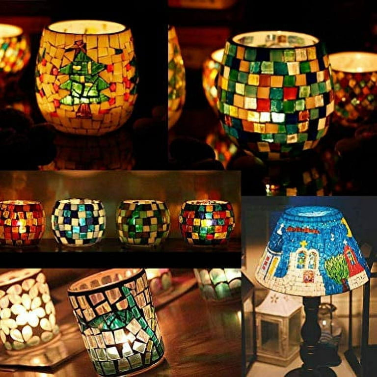 200g Glass Crafts Bulk Mosaic Tiles Rhombus Shapes Supplies for DIY crafts