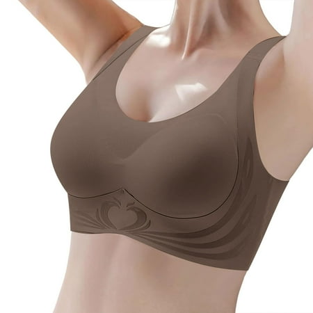 DondPO Bras for Women Women s Bras No Underwire Scalloped Up Bras Soft Wireless Comfort Bralettes Full Coverage Everyday Bra Push Up Bra Plus Size Bras for Women Clearance Brown L Clearance