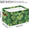 thumbnail image 4 of St. Patrick's Day Shamrock Storage Basket with Handles Collapsible Storage Bins Canvas Fabric Storage Organizer for Shelves Closet Bedroom Living Room 1Pack Decor Gifts, 4 of 7