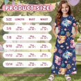 thumbnail image 7 of Uourmeti Kids Girls Short Sleeve Axolotl Ocean Print Dress Summer Casual Loose Dresses Cute Holiday Long Maxi Dress with Pockets, Size 9-10 Years, 7 of 7