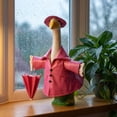 thumbnail image 3 of 3 Piece Pink Rainy Day Themed Porch Goose Outfits with Waterproof Raincoat Hat and Umbrella Prop for 19-23 Inch Lawn Goose Statues Spring Front Porch Decor, 3 of 6
