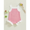 thumbnail image 4 of Hirigin Store Baby Girls Spring Summer Knit Jumpsuit Sleeveless Ruffle Trim Cherry Print Romper, 4 of 8