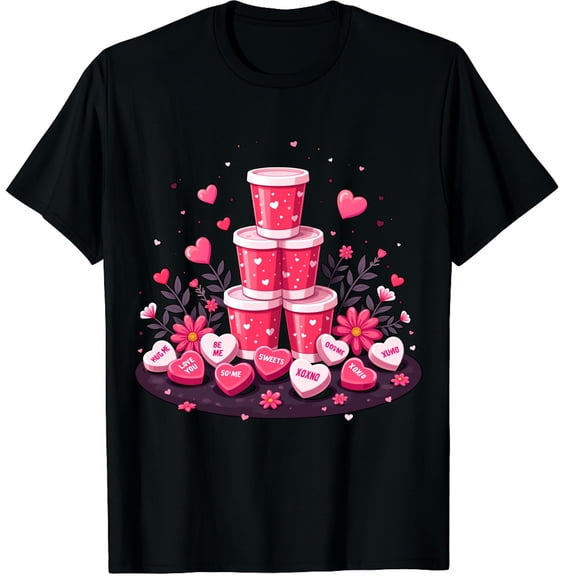 Valentine Love Heart Cute Valentines Short Sleeve Graphic Crew Neck Short Sleeve T-Shirts (Men's, Women's)