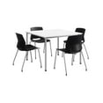 thumbnail image 2 of KFI Dailey 42in Square Dining Set - White/Silver Table - Black Chairs, 2 of 3