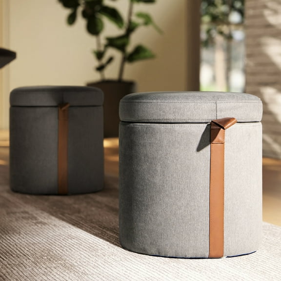 14" Upholstered Storage With Soft Cushioned Top - Gray Hidden And Comfort Style