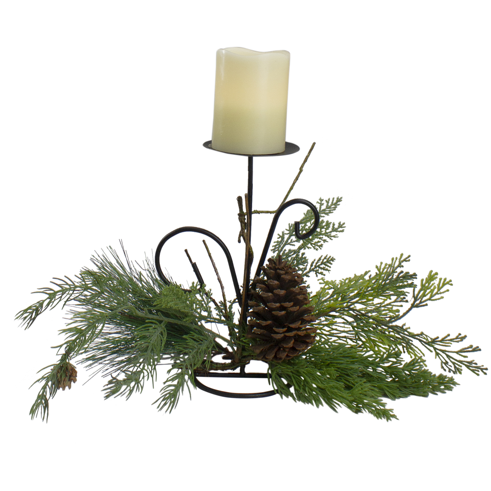 Northlight 10" Green Artificial Sprigs and Pine Cone Christmas Candle Holder, Green - image 3 of 3