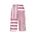 thumbnail image 5 of Cmfcve Women's Capri Knee Length Printed Dressy Casual Elastic Waist Linen Summer Pants with Pockets, 5 of 5