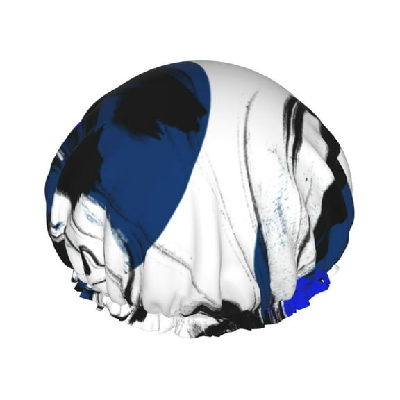 YFYANG Women's Double Waterproof Shower Cap, Watercolor Geometric Flowers Reusable Hair Cap for All Hair Styles and Head Sizes