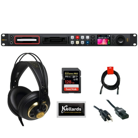 Blackmagic Design HyperDeck Studio 4K Pro Bundle with 128GB Extreme PRO Memory Card AKG K240 Pro Headphones Power Cord XLR Cable and Screen Wipes