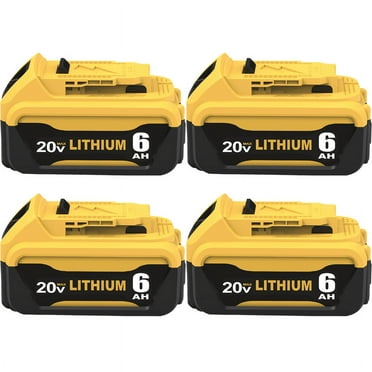 4Pack 6.0Ah Replacement for Dewalt 20V Max Battery  Combo 20 Volt Lithium-ion Batteries DCB205 DCB210 DCB207 DCB204 DCB203 DCD DCF DCG Series Power Tool