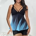 thumbnail image 3 of DeHolifer Women Swimsuit Gradient Color Sleeveless Conservative Strappy Back Set Two Piece Swimsuits Swimdress Blue L, 3 of 4