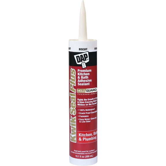 Dap 18519 Kwik Seal Plus Kitchen & Bath Microban Caulk, 10.1 Oz, Bisque, Each