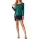 thumbnail image 2 of INSPIRAR CHIC Blusas de lentejuelas brillantes para mujer con cuello de cowl y mangas largas, ropa de club, M Verde Oscuro, 2 of 6