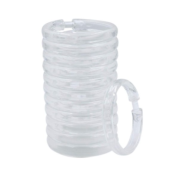 Qulable Anneaux de Rideau de Douche-12 Pack - Crochets de Rideau de Douche en Plastique Anneaux en Forme de O Glissent Facilement sur Tringle de Douche de Salle de Bain (Transparent)