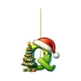 thumbnail image 3 of XEOVHV 26 Green Alphabet Ornaments for Christmas Tree Initial Letter Pendant with Xmas Tree Mini Monogram Hanging Decorations for Christmas Tree Party Gifts DIY Decor (F), 3 of 9