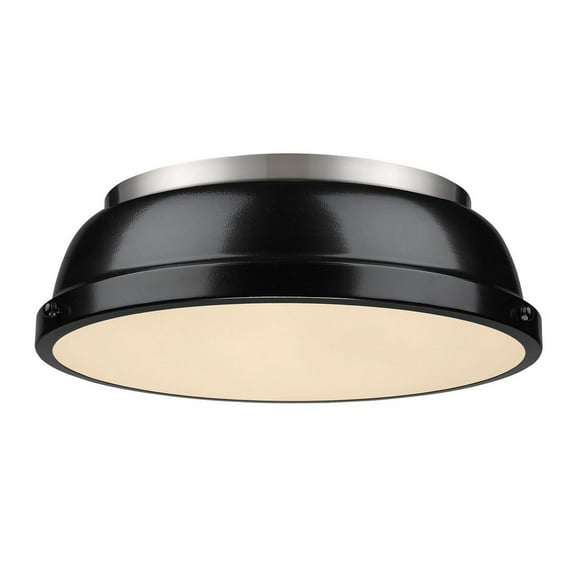 Yep by Golden Lighting Duncan 2-light Flush Mount in Pewter and Black shade