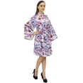 thumbnail image 5 of Bimba Leaf Printed Kimono Robe With Belt Bridesmaid Wedding Cover Up Wrap-8, 5 of 7