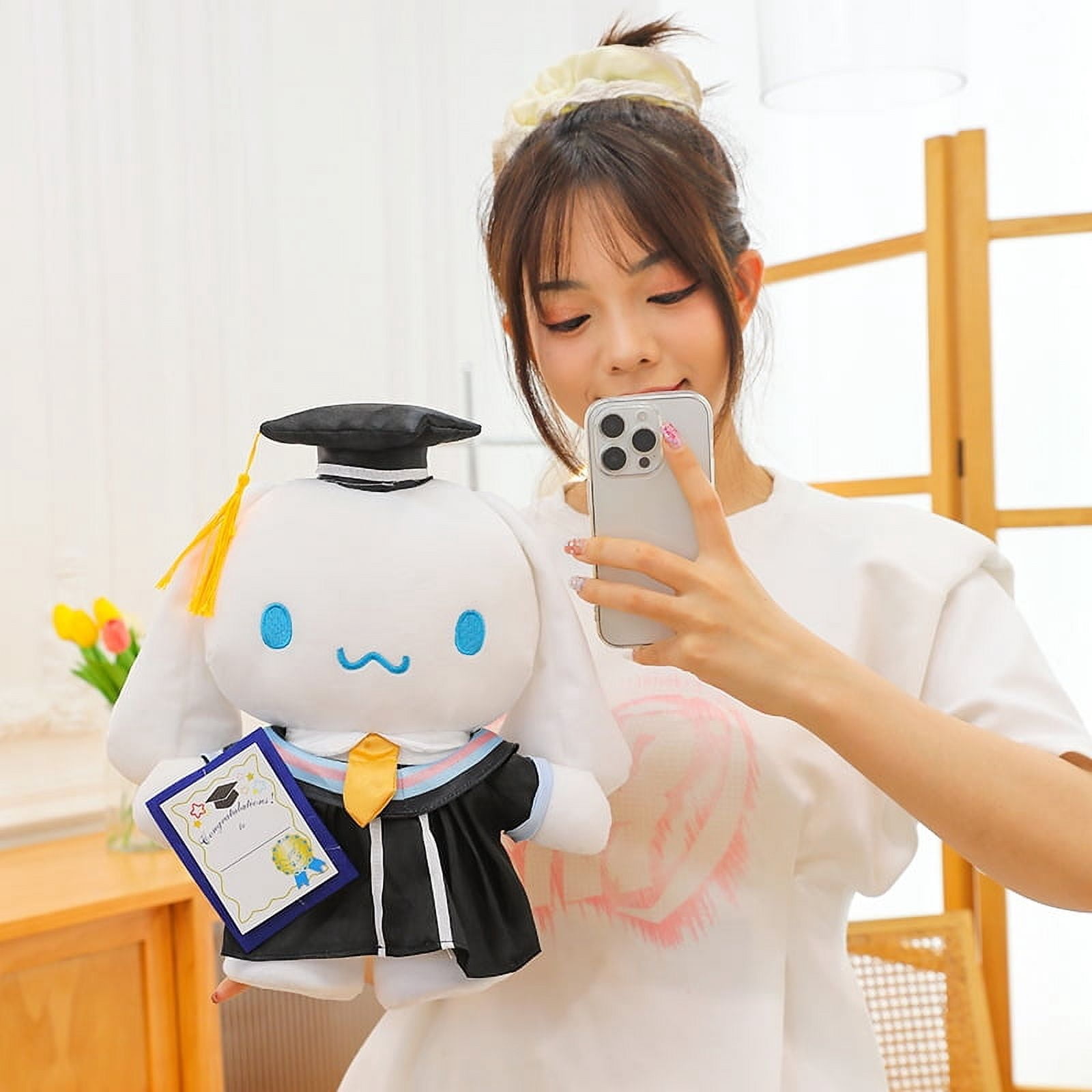 Sanrio Graduation Gift Sanrio Plush Doll Clow Hello Kitty Graduation Doctorial Hat Plush Ornaments One Piece Dropshipping Hellokitty
