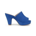 thumbnail image 3 of BLISSFUL STEP Women's Shoes Chunky Platform Open Toe Slides Block Heel Sandals Deep Blue 7, 3 of 7