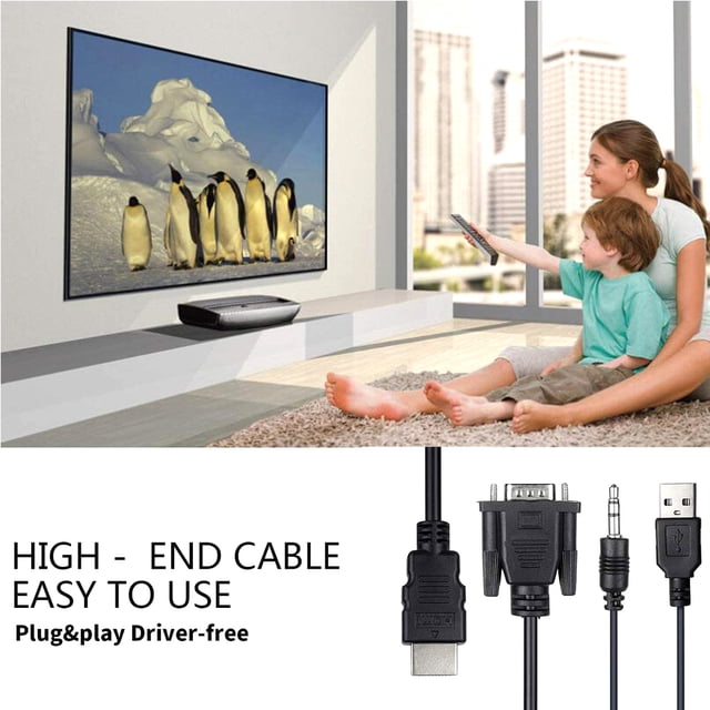 VGA a HDMI-Compatible+3.5 Audio+USB Adaptador Cable Monitor Proyector Conector Universal Accesorios Electrónicos