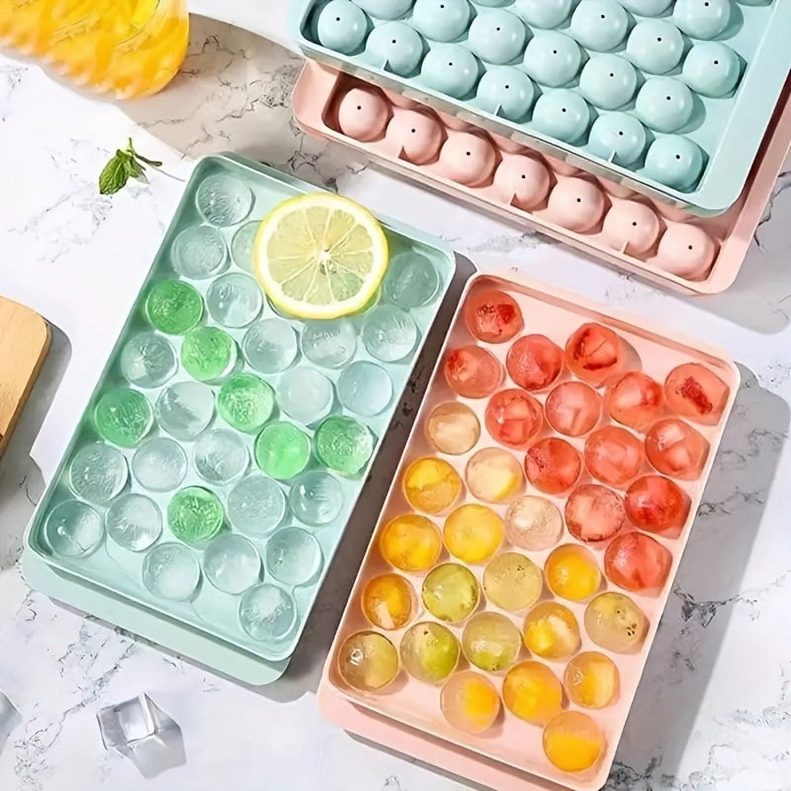 Summer Covered Round Ball Ice Tray Plastic Ice Ball Ice Cube Mold Refrigerator Ice Ball Mold Ice Making Box Round Ice Mold