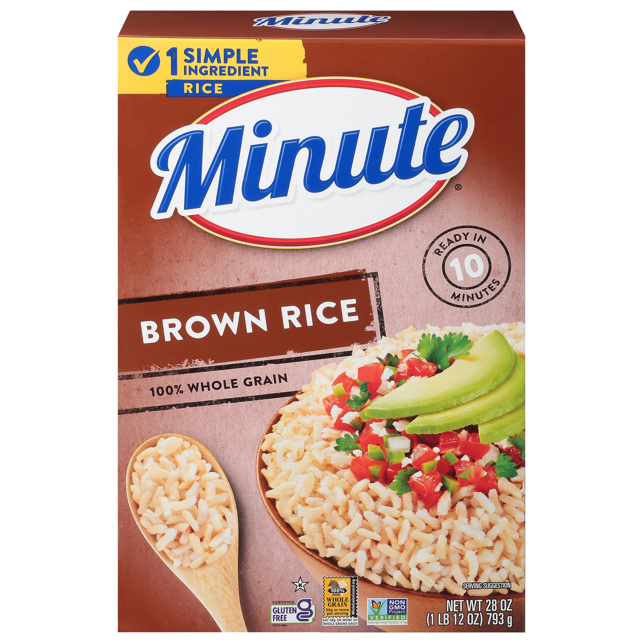 (12 pack) Minute Instant Brown Rice, 100% Whole Grain Rice, Gluten Free, 28 oz