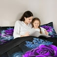 thumbnail image 5 of Castle Fairy Teens Purple Rose Twin Comforter Sets,Romantic Flower Bedding Set, 5 of 8