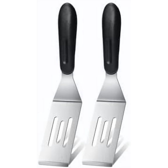 2-Pack Slotted Mini Spatula Turner for Cast Iron Skillet - Stainless Steel Kitchen Flipping Utensil for Cooking, Flipping, Serving Steaks, Eggs, Pancakes & More$$Home Decor, Kitchen, & Other
