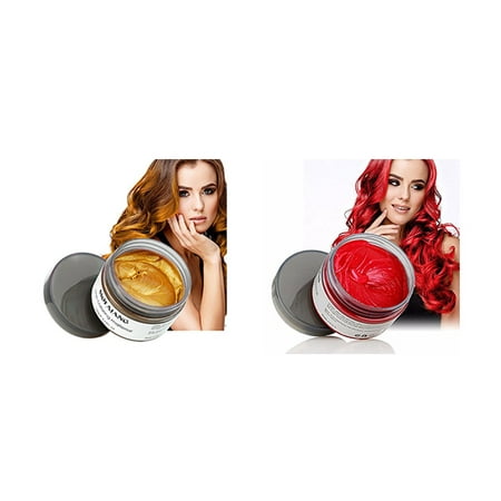 - Mofajang Hair Wax 2 Colors Kit Temporary Hair Coloring Styling Cream Mud Dye - Red, Yellow