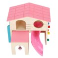 thumbnail image 3 of Hamster Fun House Toy, Wooden Hamster House Hut Easy To Install Multifunctional Safe  For Play For Exercise Pink, 3 of 8