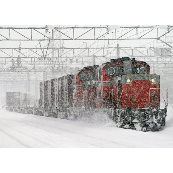 EREHome Polyester Fabric 5x7ft Winter Backdrops for Photography Frozen Snow Backgrounds Railway Backdrop for Wedding Photo Shooting