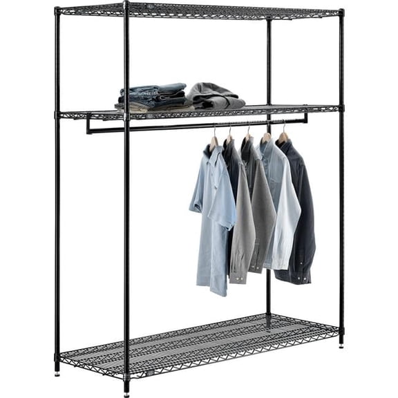 74 x 60 x 24 in. Free Standing 3 Shelf Clothes Rack, Black