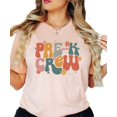 thumbnail image 3 of Pre-K Crew Shirt for Women Girly Flowers & Stars Grade School T-Shirt for Teachers Peach Shirt Adult Large, 3 of 4
