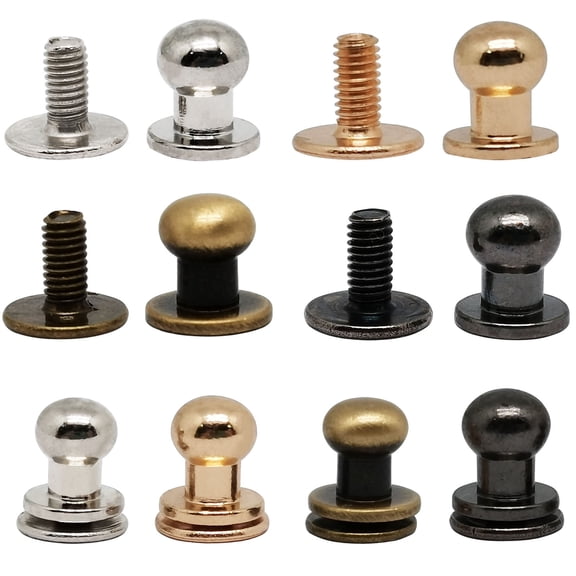 4 Colors 7mm Round Head Chicago Screws Buttons Stud Slotted Screws Cap Button Leather Rivets Hardware Parts For Diy Craft Leather Craft Tool Case Buckle(40pcs)