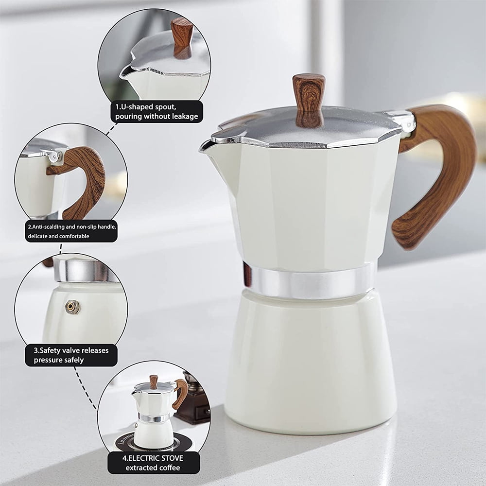 6 Cups Stainless Steel Coffee Maker,Moka Espresso Coffee Pot Maker  Percolator Stovetop Latte Cappuccino Italian Spanish Coffee